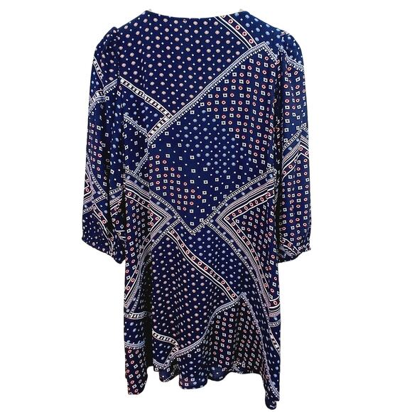 Loft SZ M Bandana Print Pleated Mini Dress Kick Flare Blouson Sleeves 763601 NWT - Picture 5 of 9